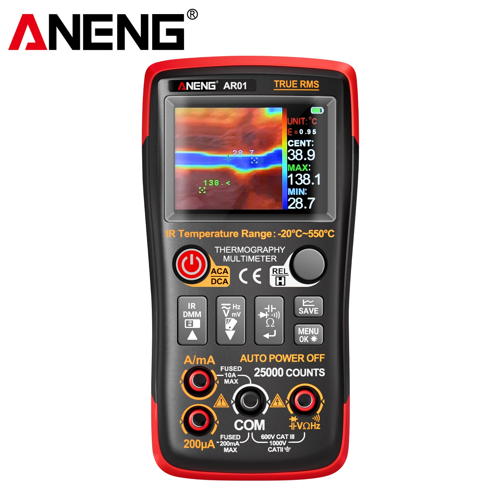 

ANENG AR01 Thermal Imaging Multimeters USB Type-c Charge 1000V 25000 Counts Tester 250MOhm Multimetro TFT Display Test Tools