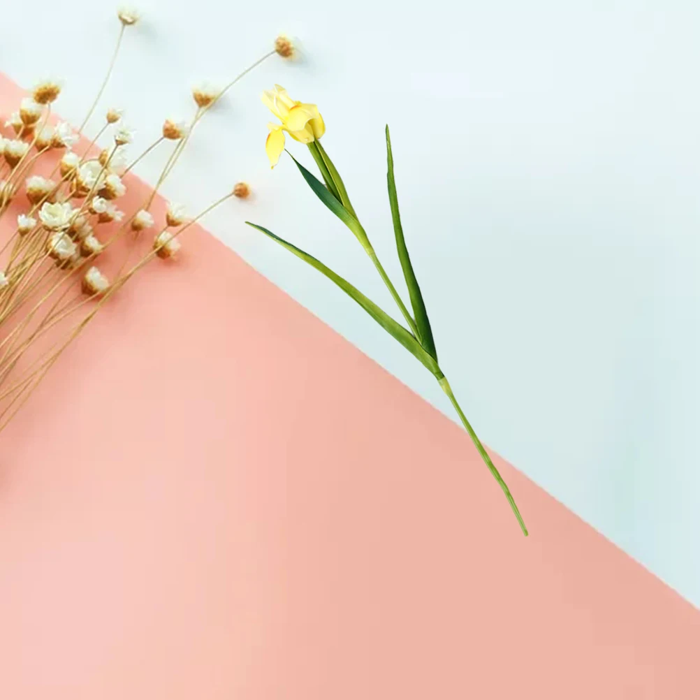 

1Pcs Lifelike Artificial Iris Flower PU Simulation Fake Flower Wedding Decoration Home Party Faux Iris Yellow Color