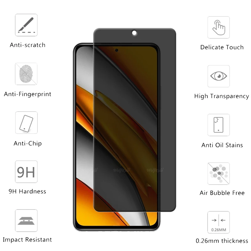 4Pcs For Poco F3 Glass Xiaomi Poco F3 F 3 Tempered Glass 9H HD Protective Privacy Anti-Spy Cover Screen Protector Poco F3 PocoF3