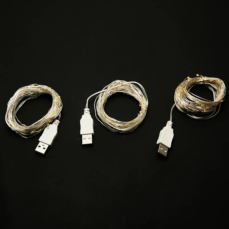 USB LED String  Fairy Lights 5M Silver Wire Garland Light Waterproof Fairy Lights For Christmas Wedding Holiday Party Decoration