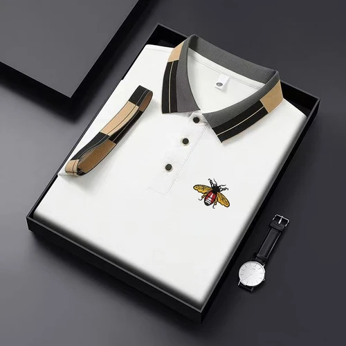Imagen 2 del producto Nueva camiseta Polo transpirable de manga corta con cuello bordado a la moda para hombre, Top de alta calidad para exteriores para hombre