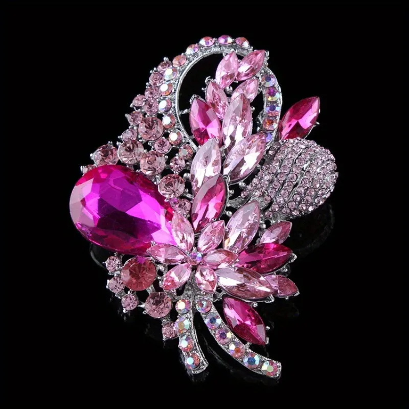 Moda Feminina Vintage Brilhante Strass Requintado Broches Pinos High-end Cristal Senhora Terno Casaco Emblemas Corsages