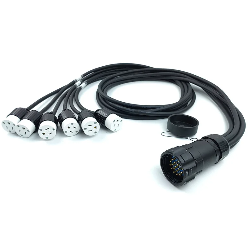 19-Pin Socapex Male/Female to 6 Units Edison 15A/20A Male/Female Connectors Power Cable Fan Cable Extension for Fans