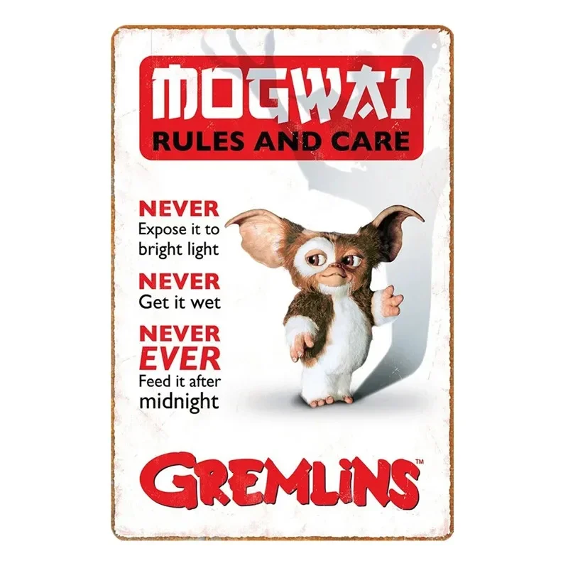 Gremlins Squirrel Movie Poster Wall Tin Sign Home Decor Vintage Art Tinplate Painting Plaque Metal Plate Signs Garage Poster