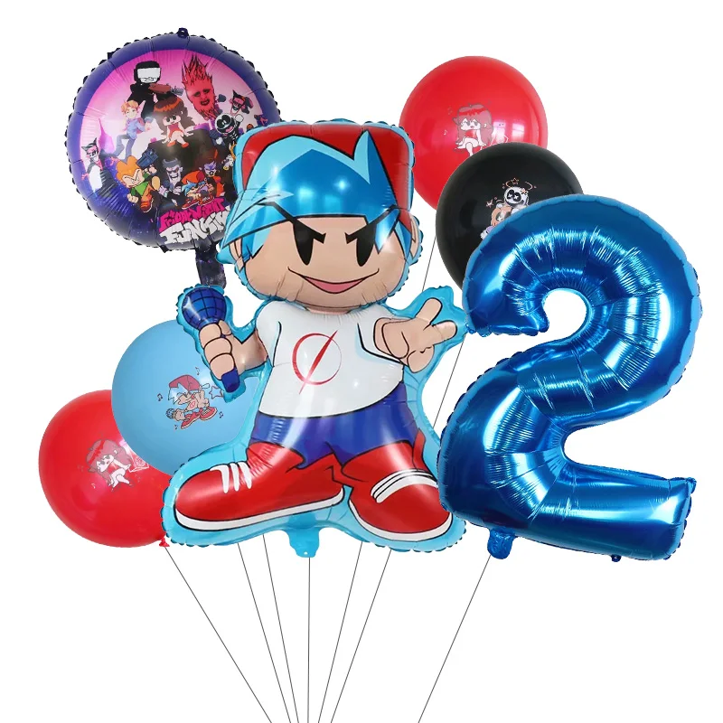 7Pcs Friday Night Digital Balloons Set Funkin Number Globos Children\'s Birthday Party Baby Shower Home Decorations Kids Toy Gift