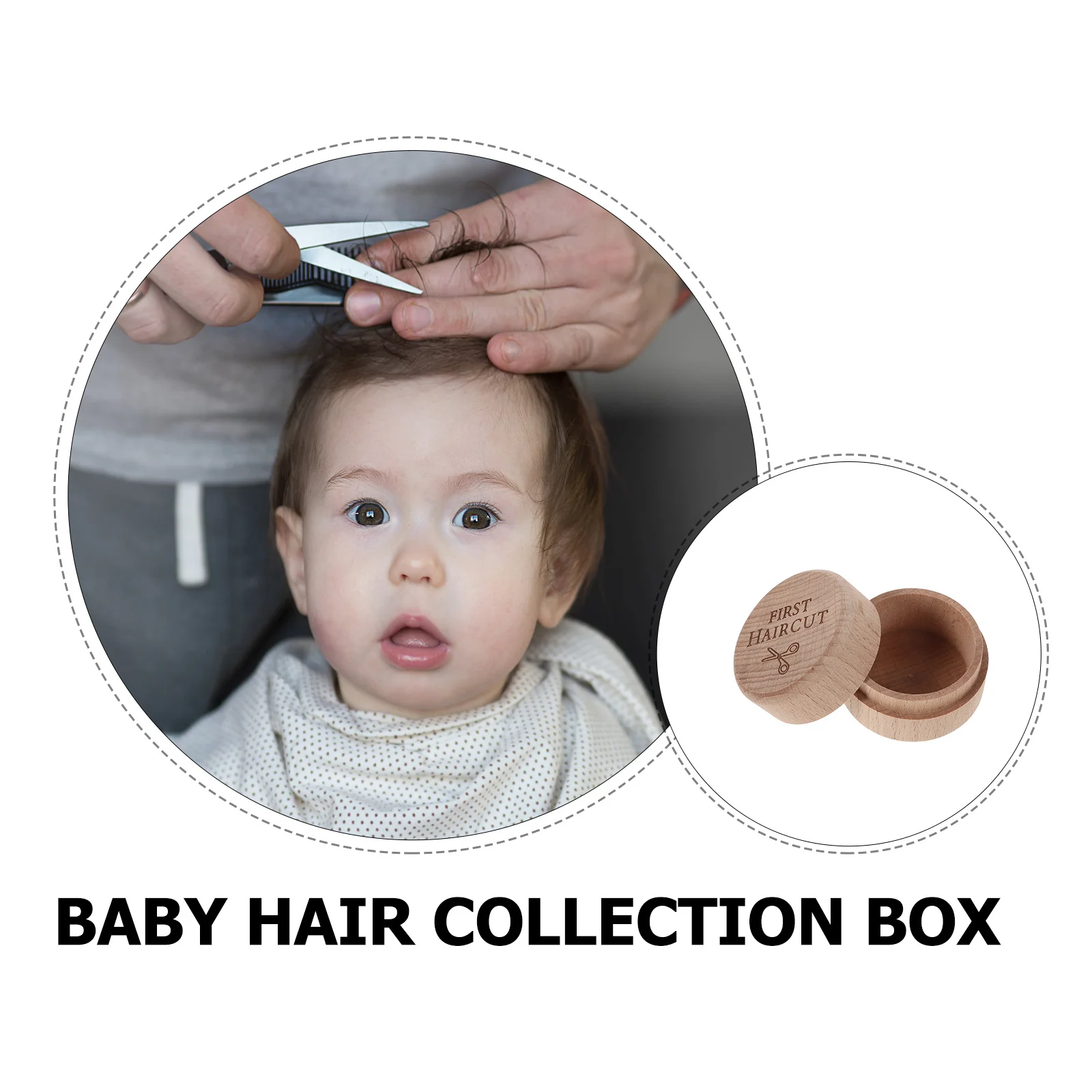 Caixa de lembrança de bebê, madeira natural, 1.97x1.97x1.38in, primeiro suporte de corte de cabelo, recipiente de armazenamento de cabelo fetal para bebê menina, memória de marco