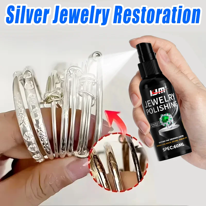 

KJM 60ML Fast-Acting Jewelry Polishing Spray Cleaner for Silver & Gold - Restores Shine to Rings Necklaces Bracelets & Watches