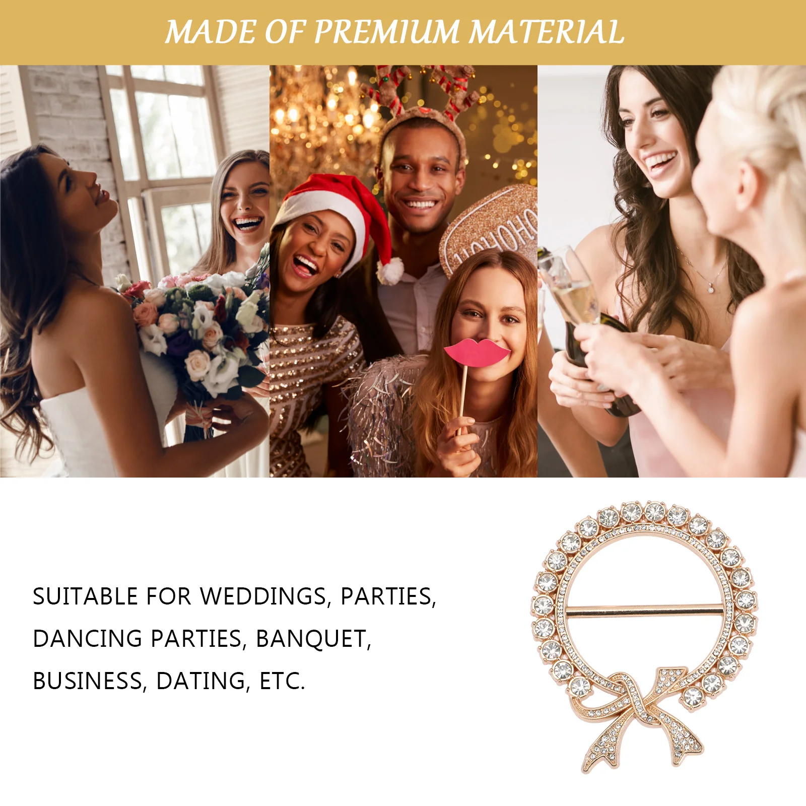 

6Pcs Chic Shirt Clips Round Circle Buckle Premium Metal Rhinestone Silk Scarf Rings for Women T Shirt Buckles Stylish Waist Hip