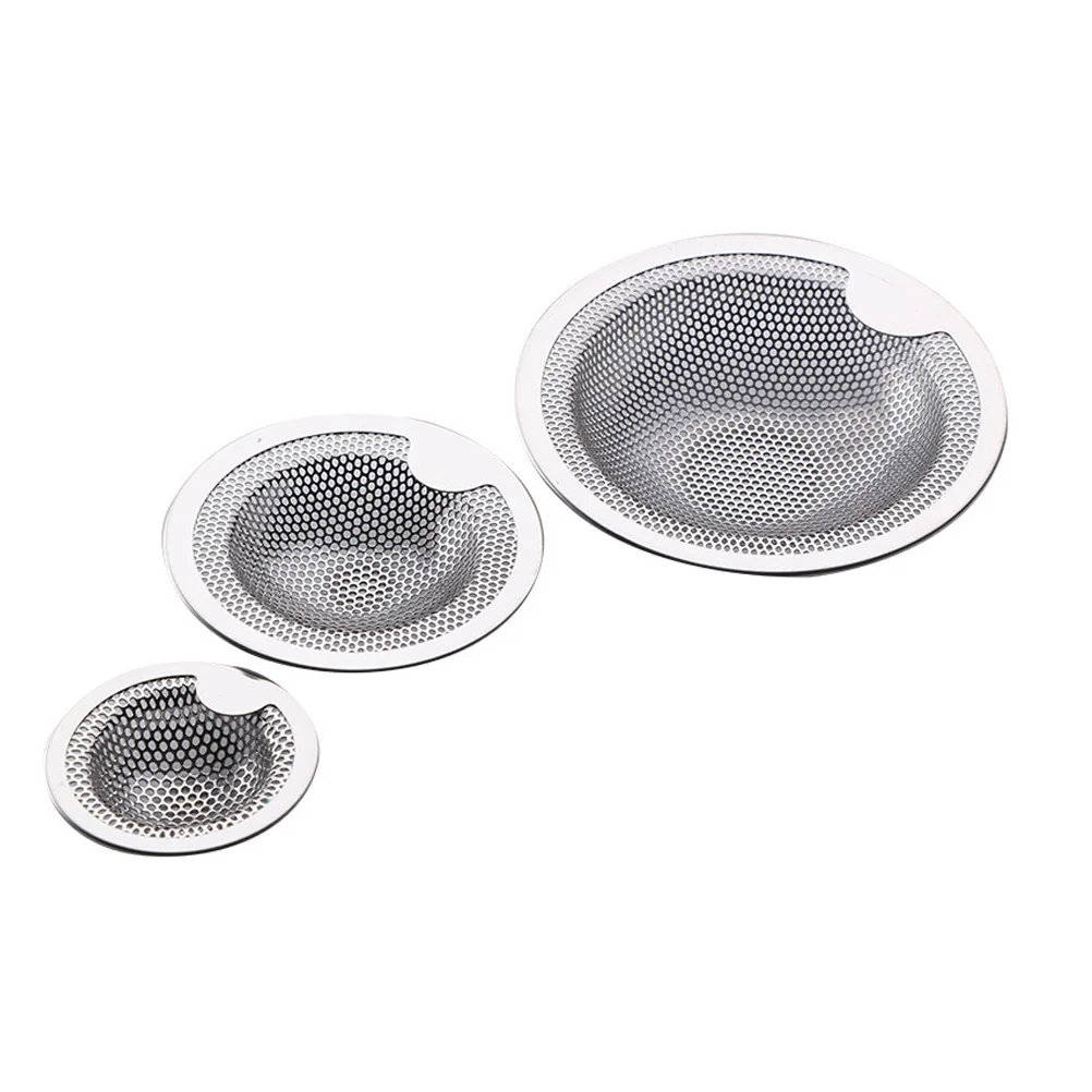 3Pcs Stainless Steel Sewer Filter Net Easy Install Clean Anti-Clogging Strainer for Kitchen Washbasin Bathroom