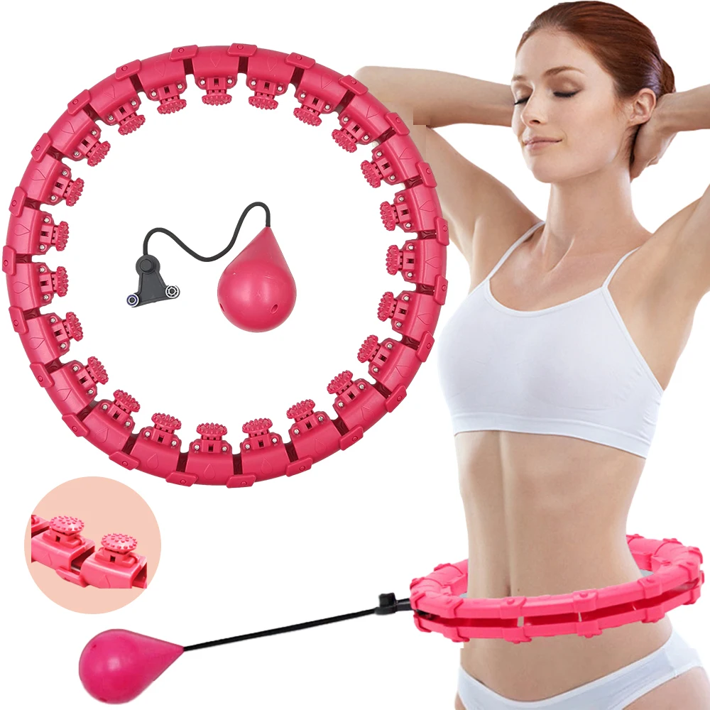 

24 Section Adjustable Smart Weighted Sport Hoop Weight Loss Massager Abdomen Thin Waist Fitness Ring Indoor Fitness Equipment