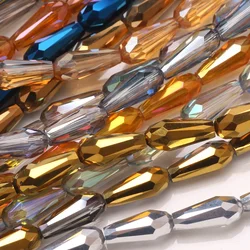 3x7/4x10mm Mixed Crystal Glass Teardrop Beads DIY Loose Spacer Crafts Jewelry Making Earings Garment Needdlewrok Accessories