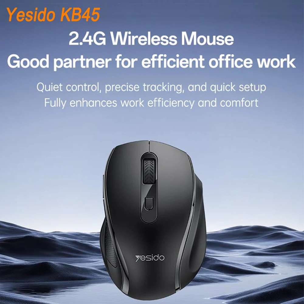 Yesido KB45 2.4G Wireless Mouse 4-level DPI Adjust 6-Buttons Low-noise Mouse, Support Windows / macOS / Linux / Android Devices