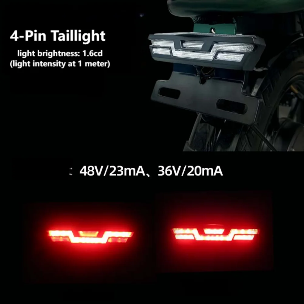 ABS PC Waterproof Electric Bike Tail Light with Brake Flashing Rear For Night Light for 36V 48V Electric Bikes - Image 3
