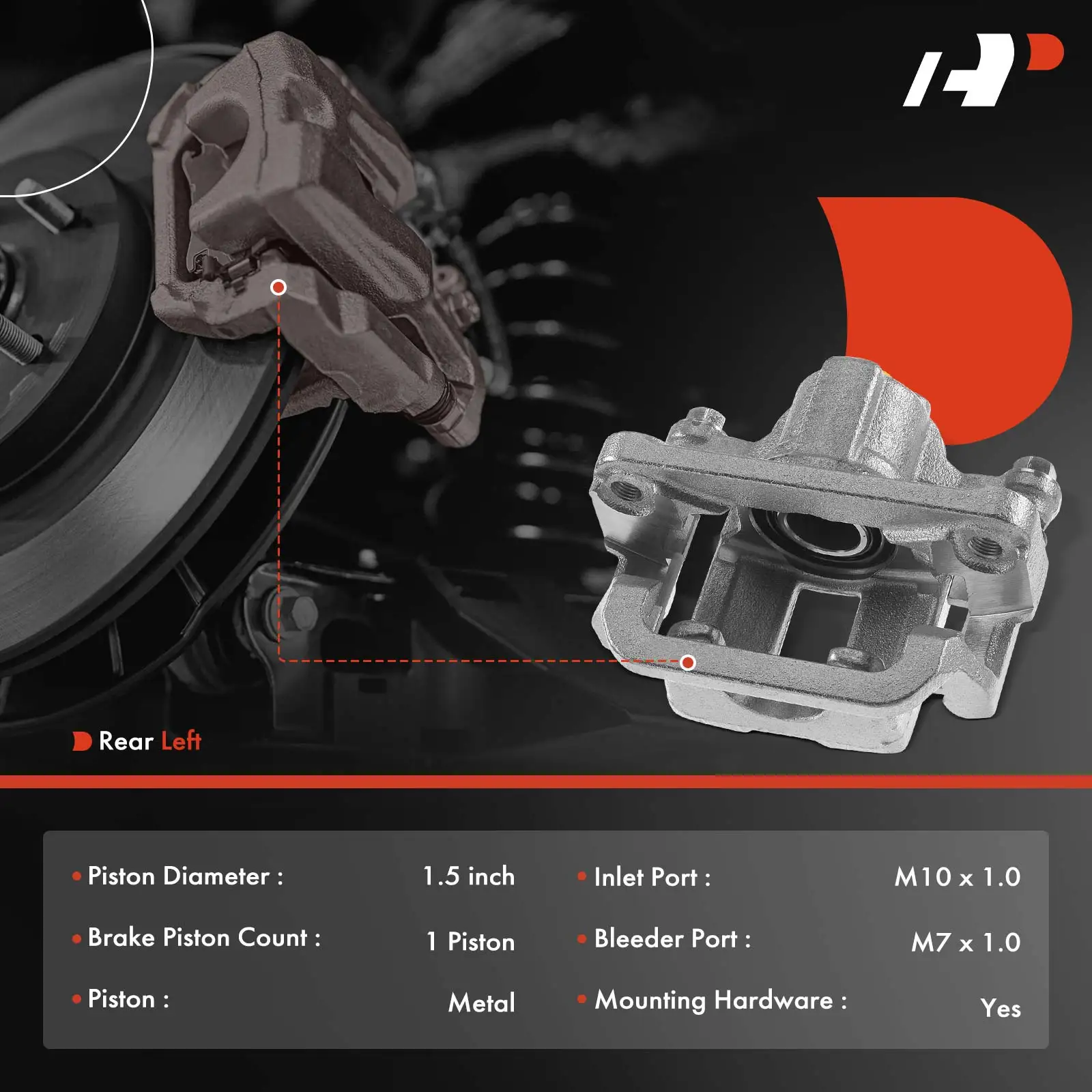 A-Premium Rear Left Disc Brake Caliper withBracket for Nissan Rogue 2014-2020 LEAF 2011-2025 Rogue Sport 2017-2022
