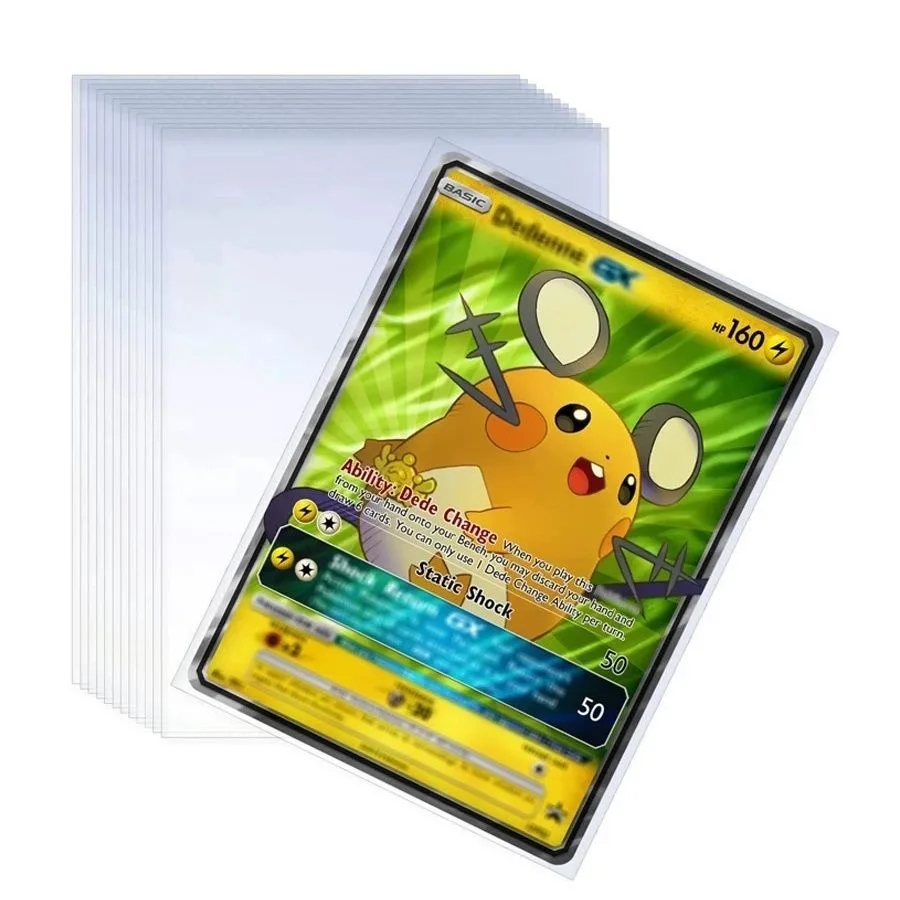 100Pcs Games Card Sleeves Transparent Playing Protector Compatible Trading Cards Folder Case Holder For Pokemon Kids Toy Gift