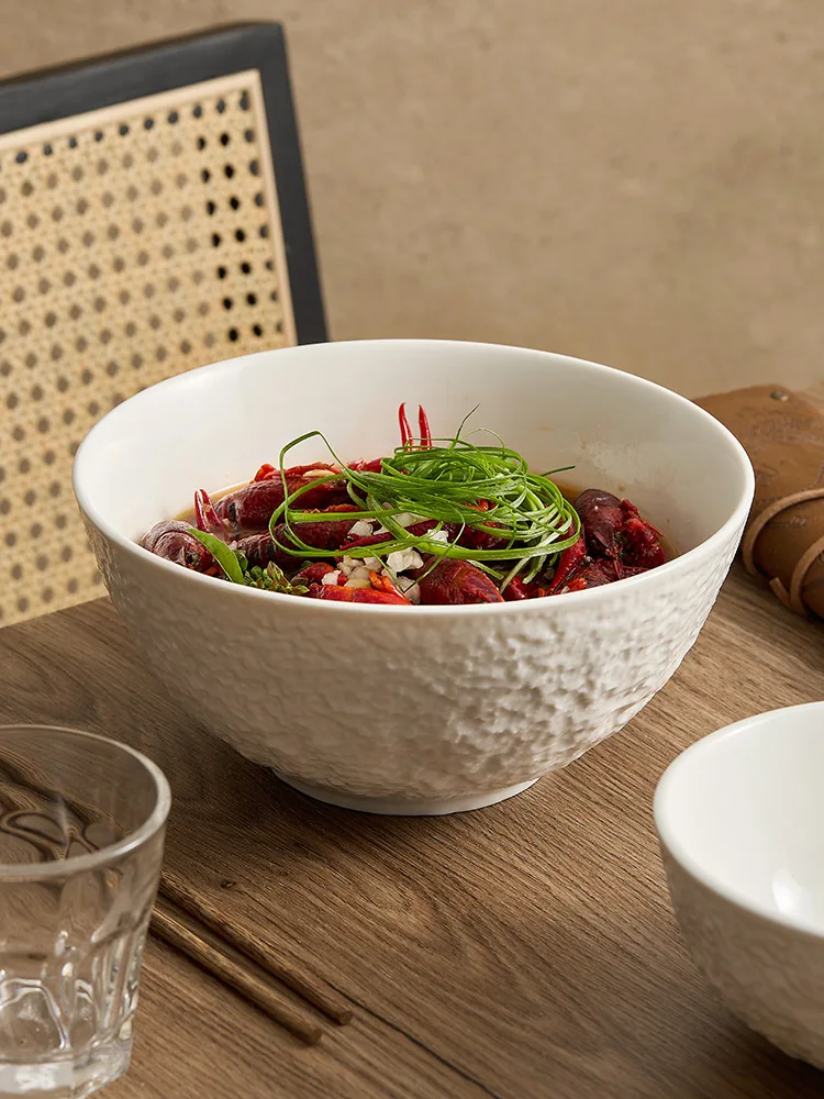 Tazón de sopa con patrón Ro, tazón de arroz, tazón de fideos, tazón de ensalada de repollo cocido, estilo sofisticado y picante.