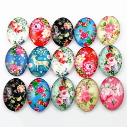 10pcs 18x25mm New Fashion Mix Flower Tree Life Handmade Photo Glass Cabochons Pattern Domed Jewelry Accessories Supplies