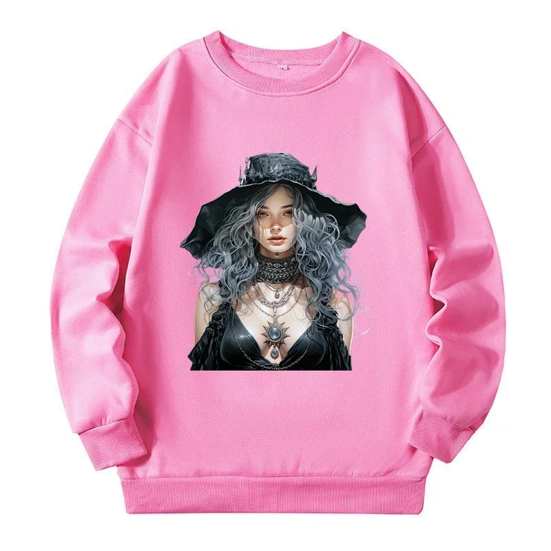 4XL Plus Size Women Sweatshirt Clothing 2024 Spring Autumn Fashion New Sweatshirts Gothic Princess Graphic Sweatshirts