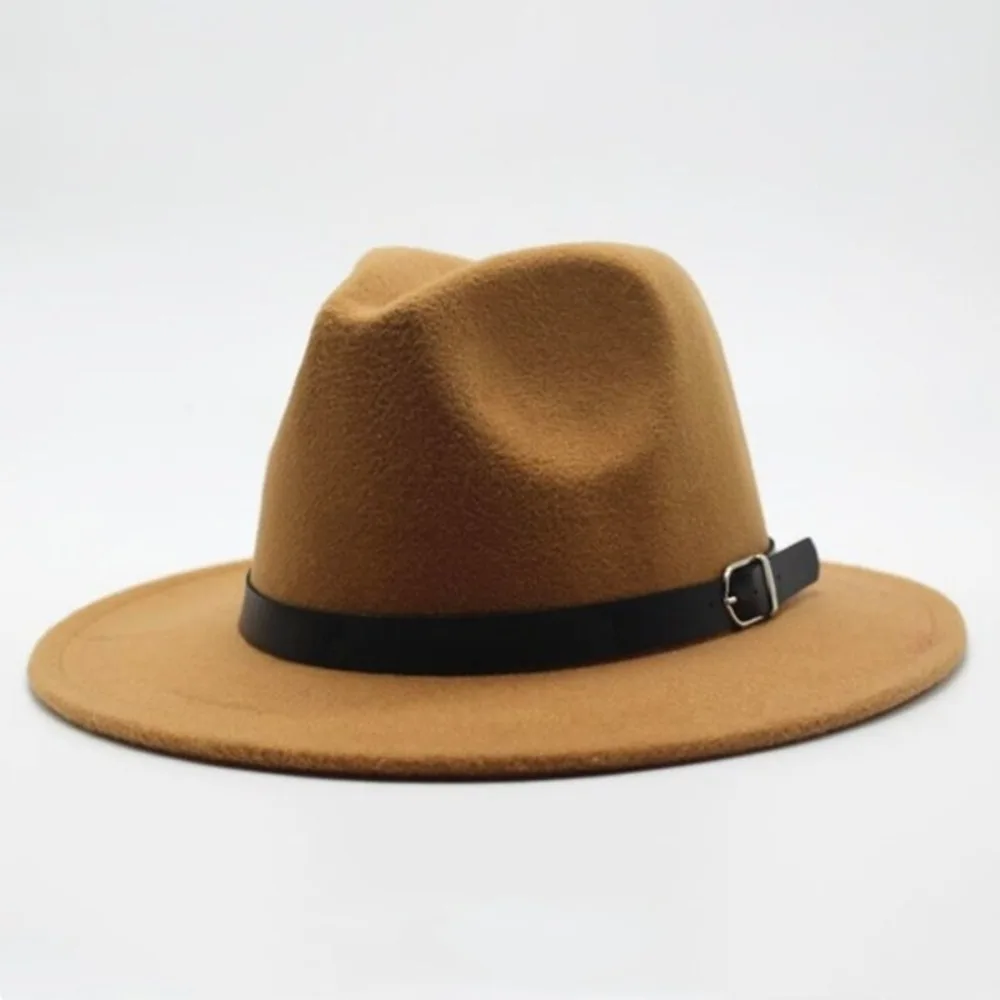 

Fashion Wide Brim British Fedora Hat Formal Occasion Gentleman Winter Felt Hats Casual Solid Color Woolen Hats Men Women