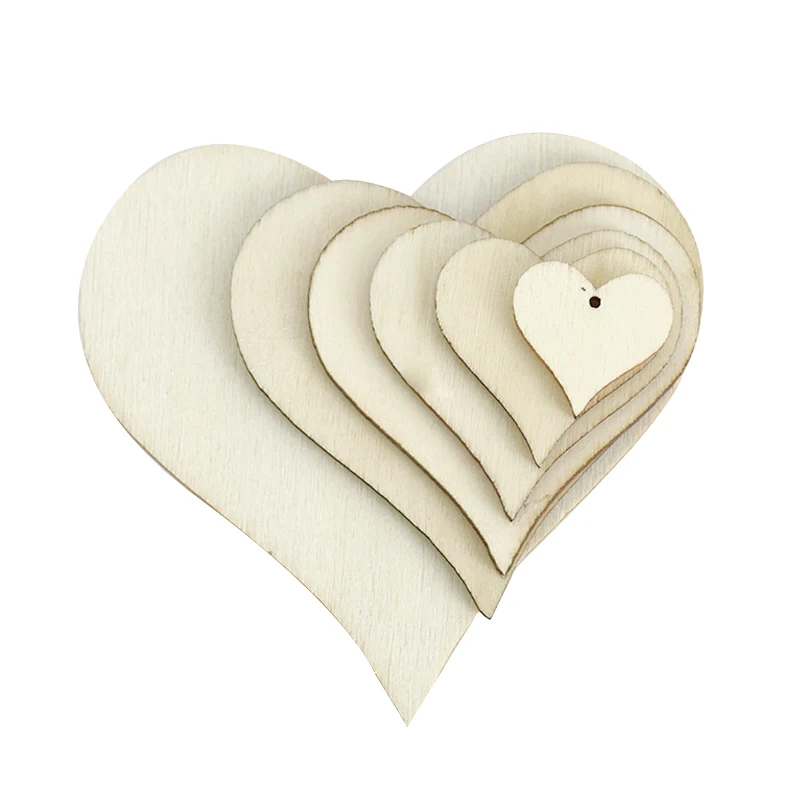 10-100Pcs Natural Unfinished Hearts Wooden Slice Blank DIY Wood Craft Scrapbooking Supplies Wedding Party Decoration For Home