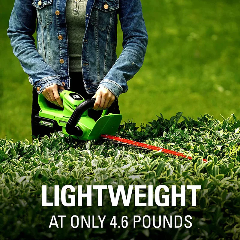 Greenworks-cortasetos inalámbrico con mango giratorio, herramientas de jardinería, 24V, 300w, 56cm, 22"