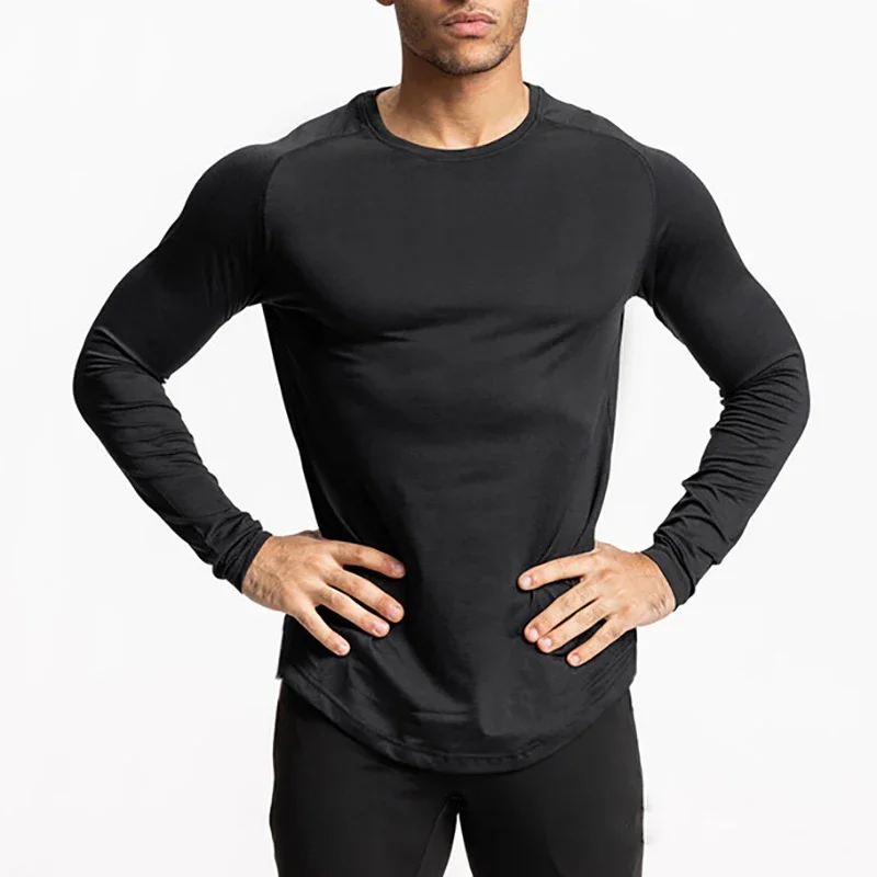 Compression Long Sleeve Running T-shirts Mens Autumn Skinny Sports T Shirt Bodybuilding Fitness Tee Tops Quick Dry Gym Clothing