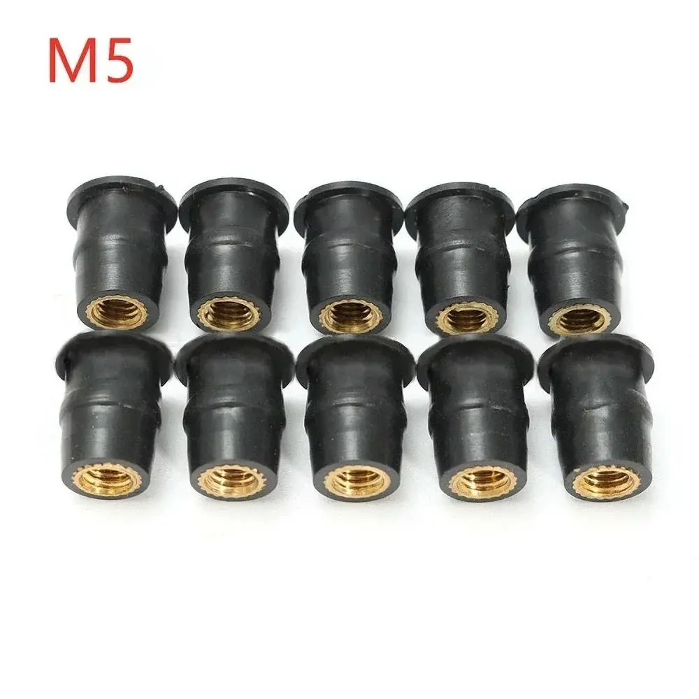 10Pcs Universal Motorcycle Windscreen Nuts Brass Rubber Windshield Bolts Screws M5 Nut Fastener