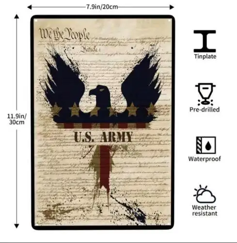 MILITARY U.S. ARMY METAL TIN SIGN WE THE PEOPLE EAGLE ART MAN CAVE BARN ART sign sign
