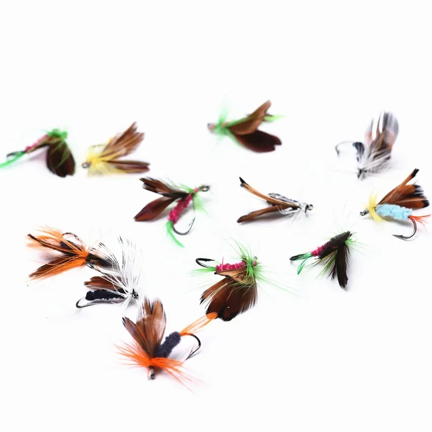 12Pcs/Set Insects Flies Fly Fishing Lures Bait High Carbon Steel Hook Fish Tackle With Super Sharpened Crank Hook