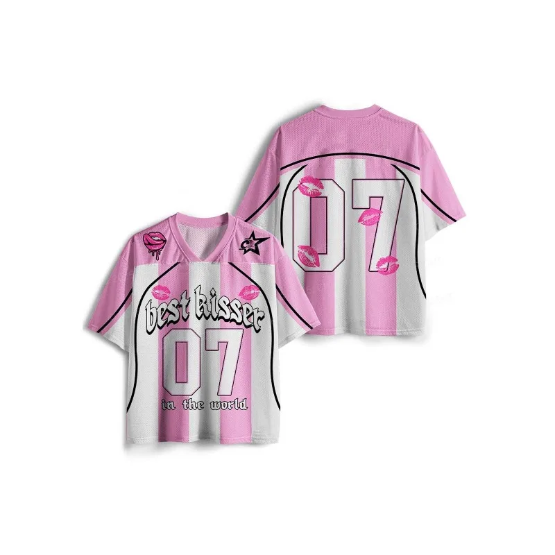 2026 New Jersey Sports Short Sleeved T-shirt, V-neck Short Sleeved T-shirt, Y2K Sports Fashion 3D Printed Quick Drying Jersey