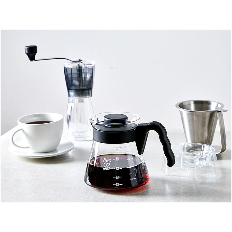 500ml High Borosilicate Glass Coffee Server with Lid, Heat-Resistant Pour Over Carafe, Durable & Clear Design, Perfect for Brew