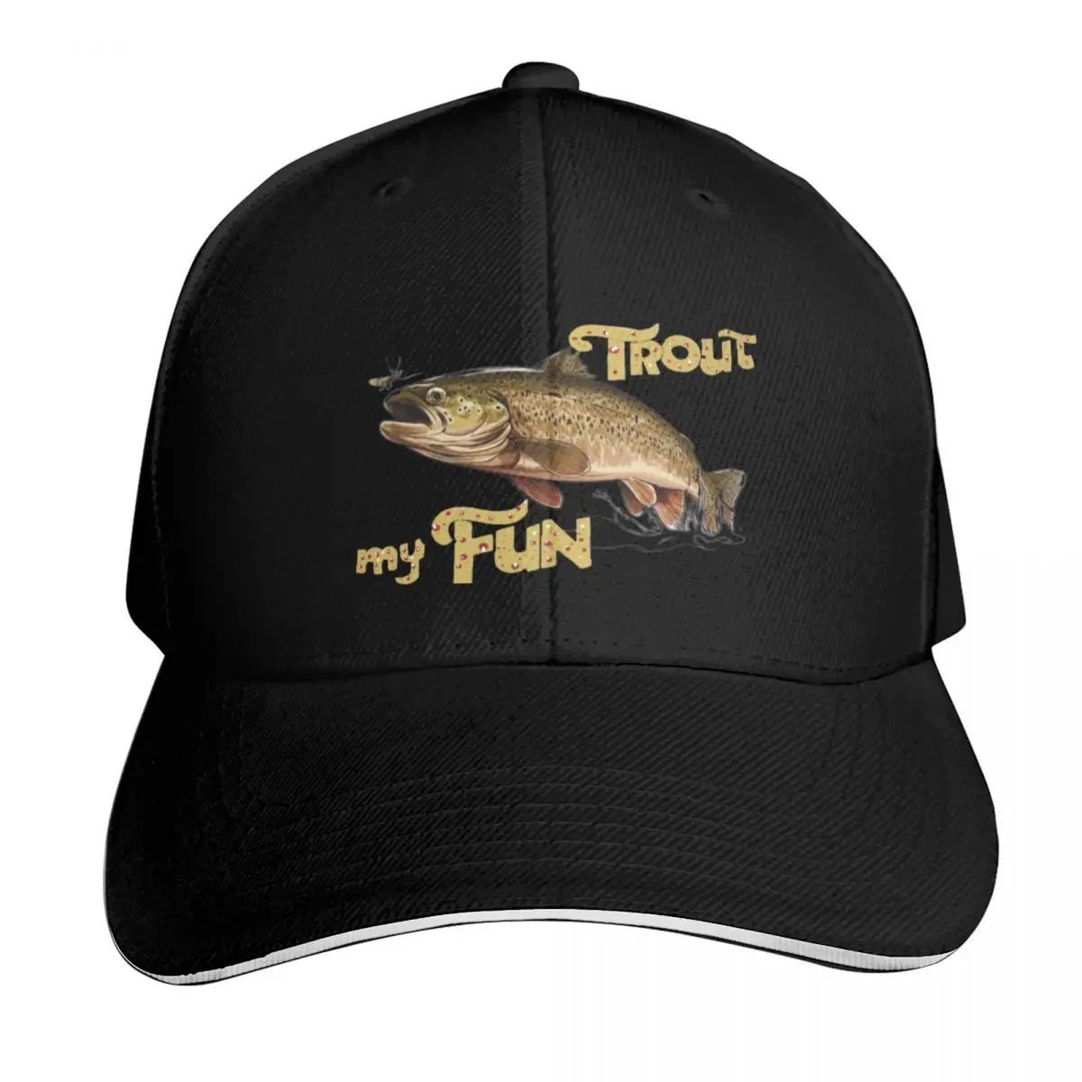 Trout My Fun, Flyfishing, fishing. Baseball Cap Six Panel Structured Crown Sun Protection UPF 50+ Breathable Mesh Back