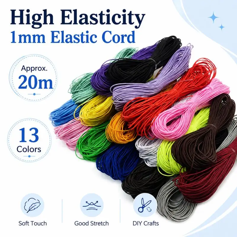 1MM 20 Meter Buntes Hochwertiges Rundes Elastikband Rundes Elastikseil Gummiband Elastische Schnur DIY Nähzubehör – Detail 1