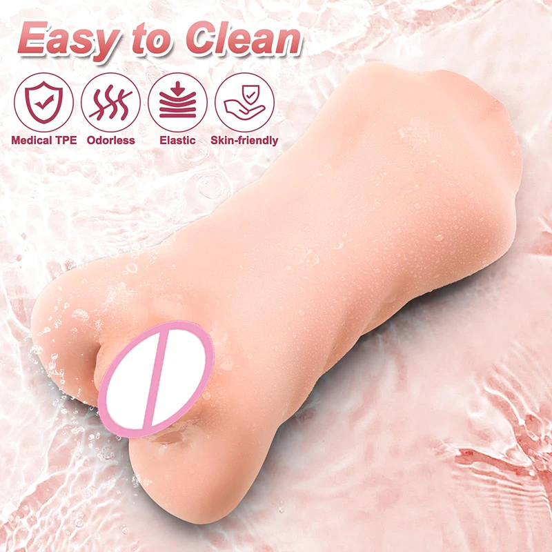 Portable TPE Male Masturbation Toy Real Soft Texture Dual-Channel Tight Artificial Vagina And Anal Pocket Adult Sex Toy view 6