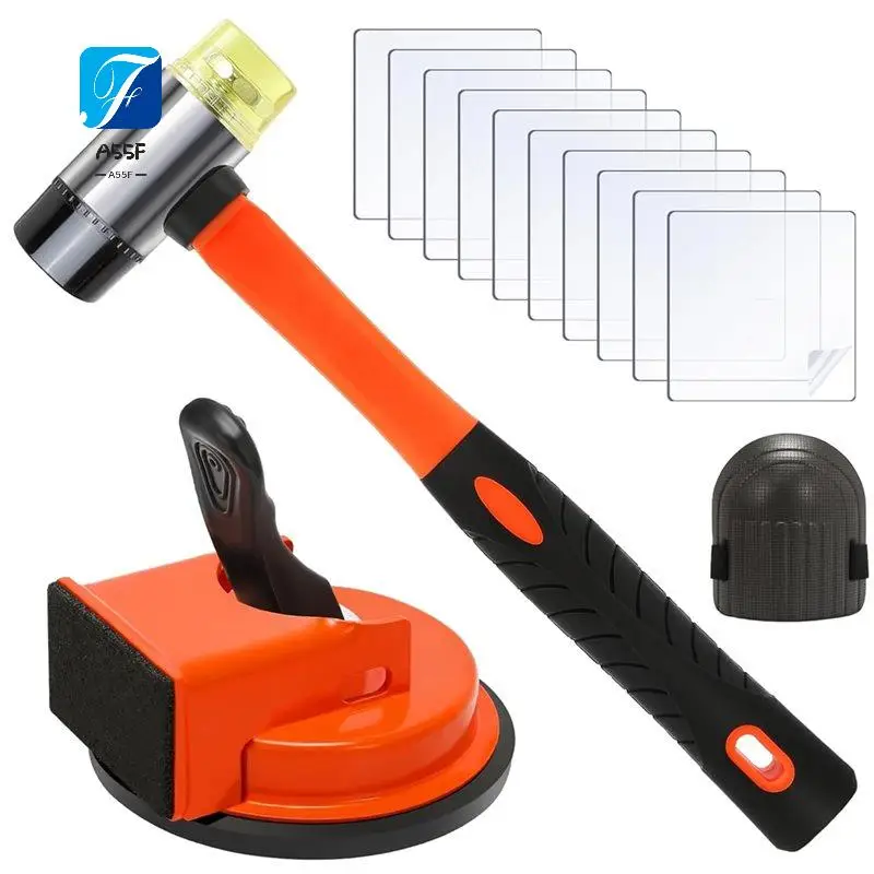 

A55F-Floor Fixer Tool Kit With Rubber Mallet10 Reusable Sticky Pads& Knee Pad,Floor Repair Kit For Vinyl Plank Hardwood Floor