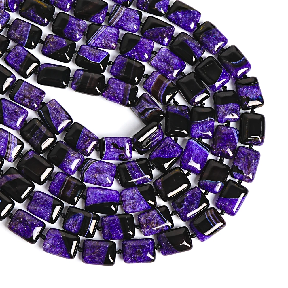 20x15mm Natural Dyed Purple Cube Agate Loose Beads Wholesale Stone Beads for Jewelry Making DIY Craft