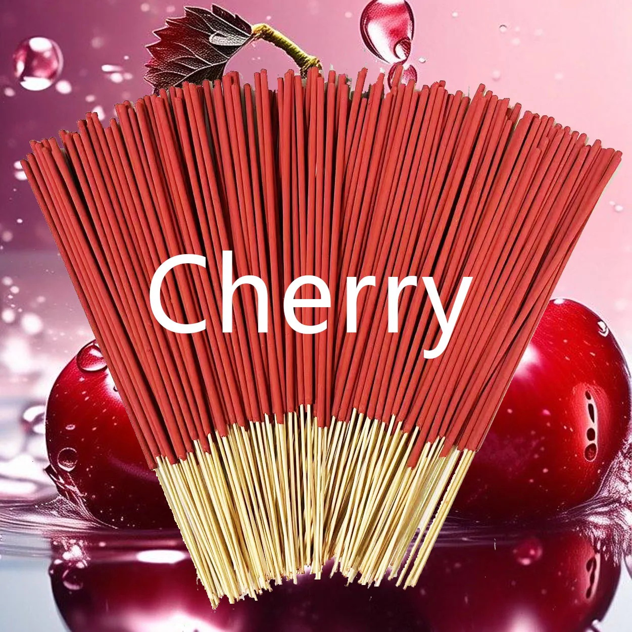 Handmade Cherry Fragrance Incense Sticks - 22.0cm Long-Lasting Artificial Wooden Incense, Safe and Non-Irritating for Indoor and Outdoor Use, Feather-Free Yoga and Meditation Decoration, Suitable for Camping, Travel, Courtyard, Festivals (Halloween, Christmas, Thanksgiving), Fragrance Accessories, Festive Fragrance, Vibrant Design, Natural Look