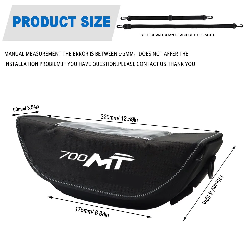 Impermeável Motorcycle Handlebar Bag, Armazenamento Handle Bar Bag, Travel Tool Bag, CFMOTO 700MT