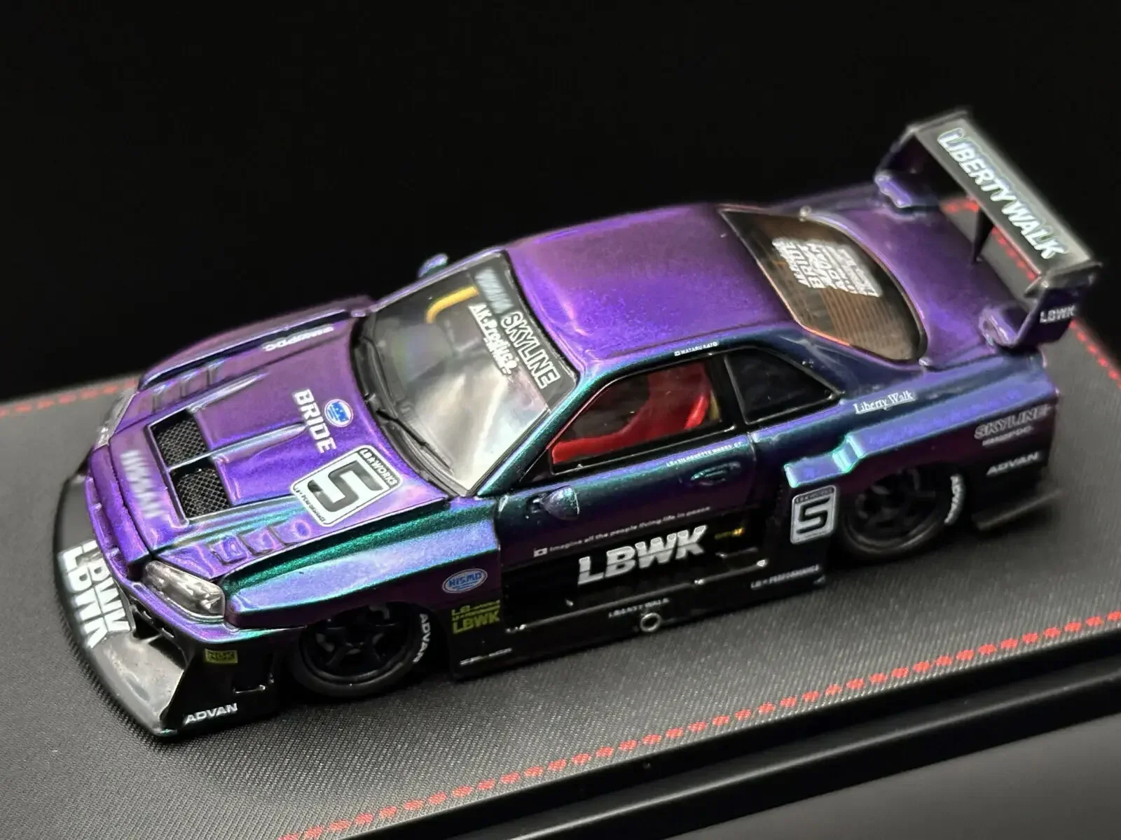 SW 1:64 Chameleon Skyline GTR ER34 силуэт открытый капот литый под давлением Коллекционная Миниатюрная модель автомобиля