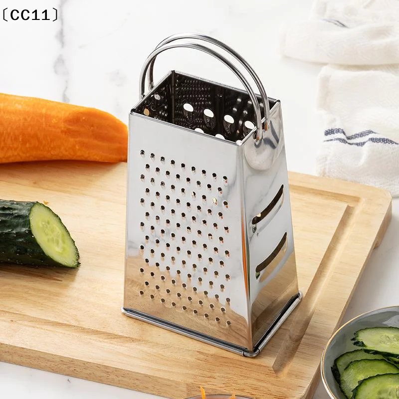 Stainless Steel Grater Multifunction Thickened Stainless Steel Vegetable Slicer Four-sided Potato Slicer With Hand Guard〔CC11〕