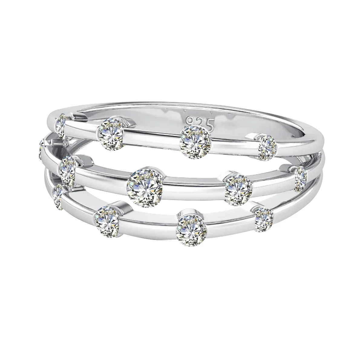 NONE Zertifizierte Moissanit-Ringe für Frauen, massives 925er-Sterlingsilber, Ewigkeitsband, Hochzeitsschmuck, Geschenk für Mädchen, bestanden den Diamanttest 3