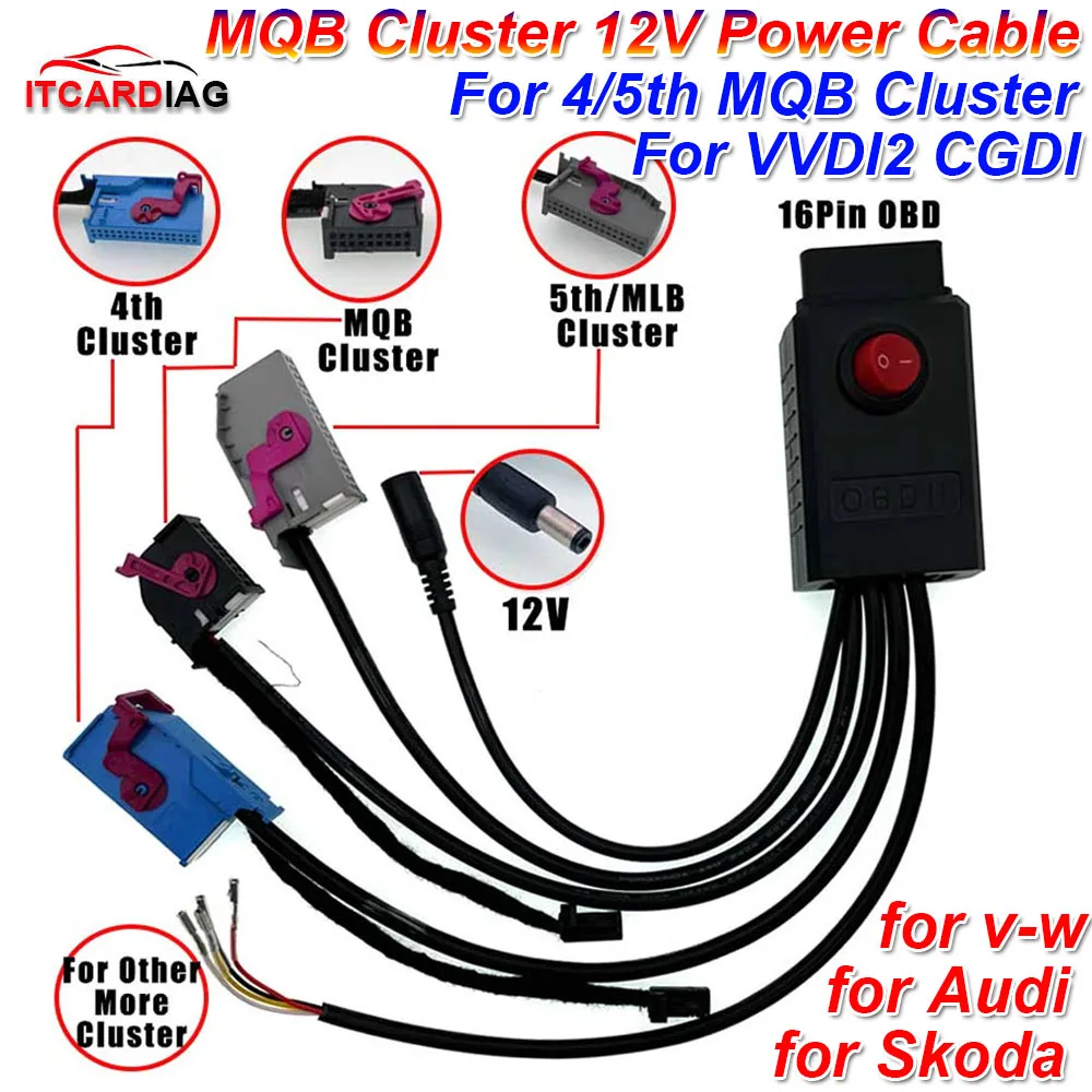 MQB Cluster 12V Power Cable 4th ID48 Key Program Cable 5th Cluster Cable MQB NEC35XX Cable MQB48 Instrument Cable fit VVDI2 CGDI 