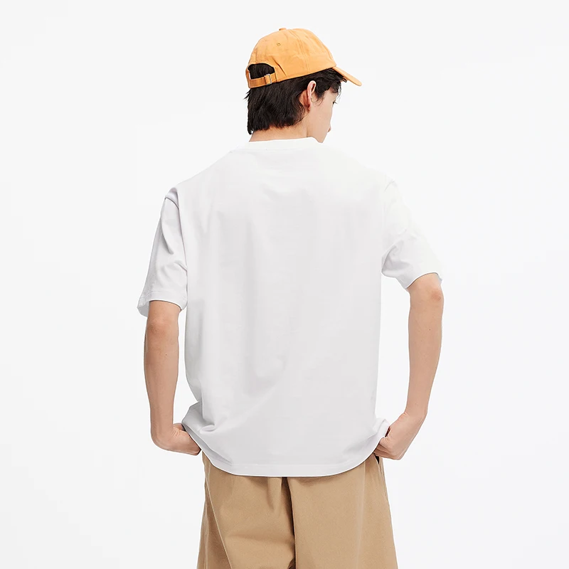 Semir Short Sleeve T-Shirt Men Cotton Base Layer 2025 New Summer T-Shirt White Knit Top Loose and Trendy for Daily Outfits