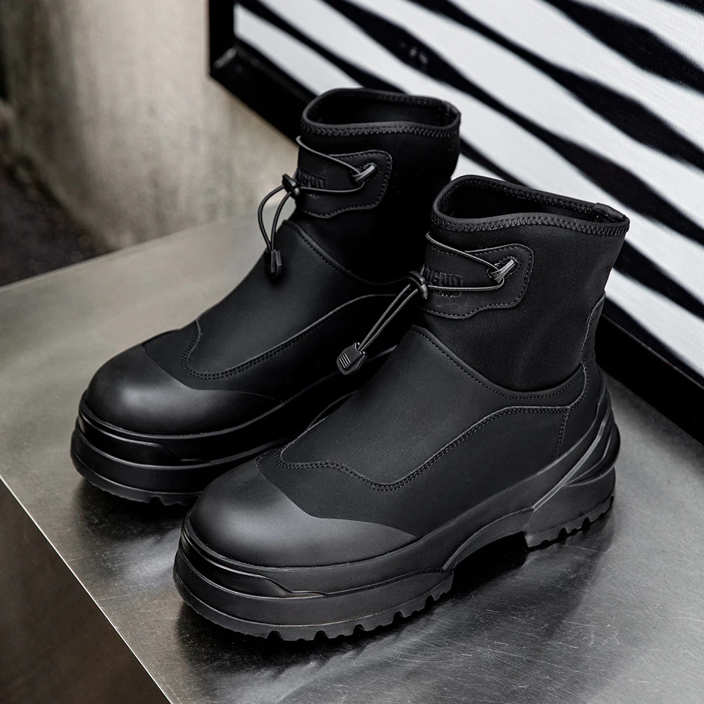 Original Design Hight Quality New Street Style Ankle Boots For Men's Women's Stretch Cloth Breathable Height Increasing Shoes