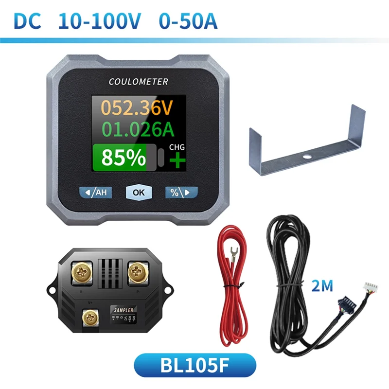 

BL105F Coulomb Meter DC10-100V 0-50A Waterproof Battery Meter And Voltmeter For Electric Two-Wheeled Vehicle-A74P