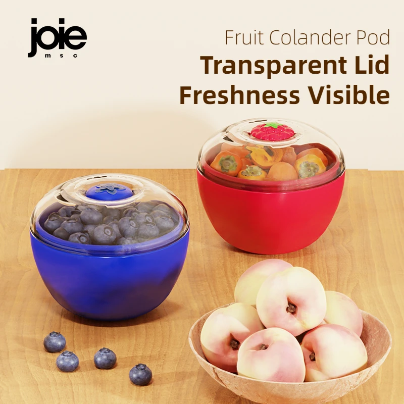 joie Berry Colander Pod Fruit Bowl with Strainer and Lid - Double Layer Food Grade Freshness Container for Washing and Storing