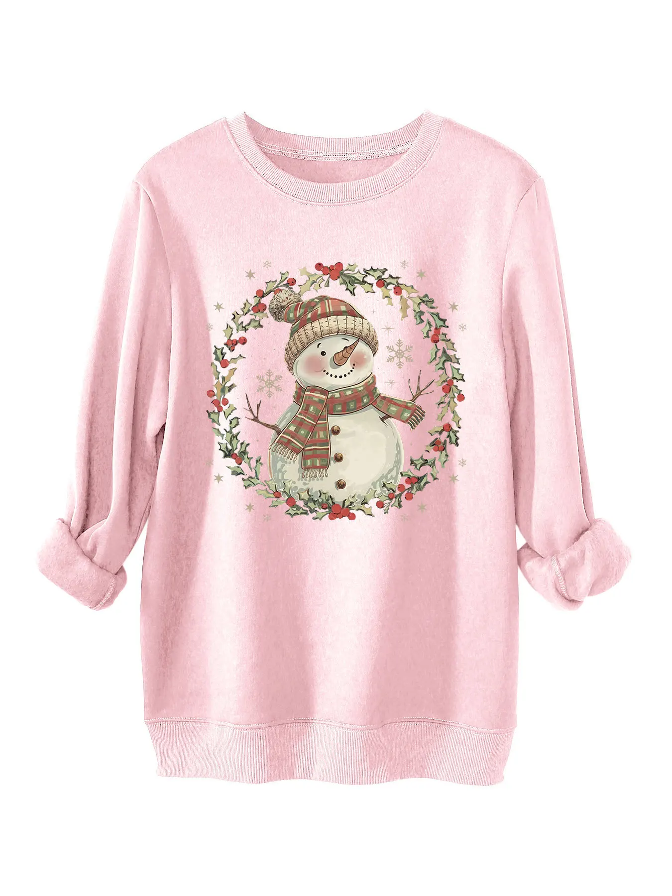 Autumn Winter Women\'s Plus Velvet Pullovers Female Cartoon Snowman Long Sleeve Tops Women\'s Thicken O-neck Casual Sweatshirt