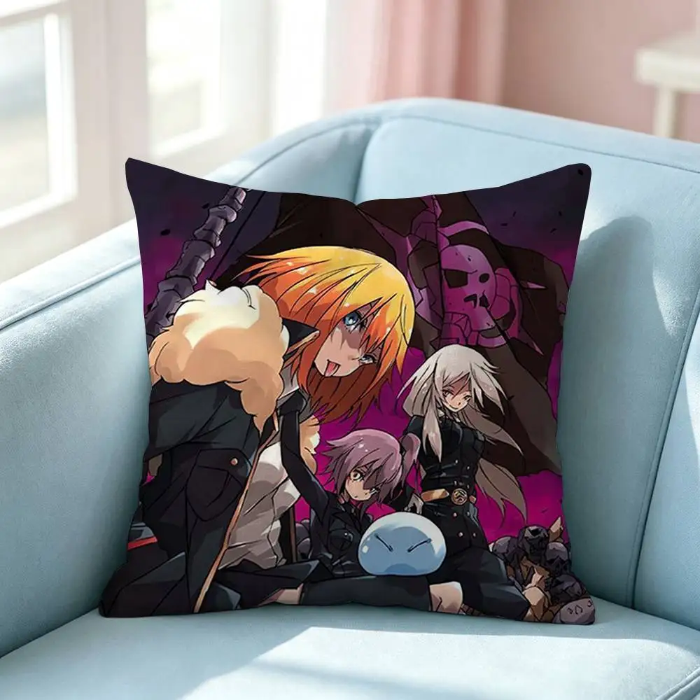 Popular Anime T-Tensei Slime Square Double-Sided printed Pillow Case Bedroom Bedside Pillow Sofa Cushion Cover