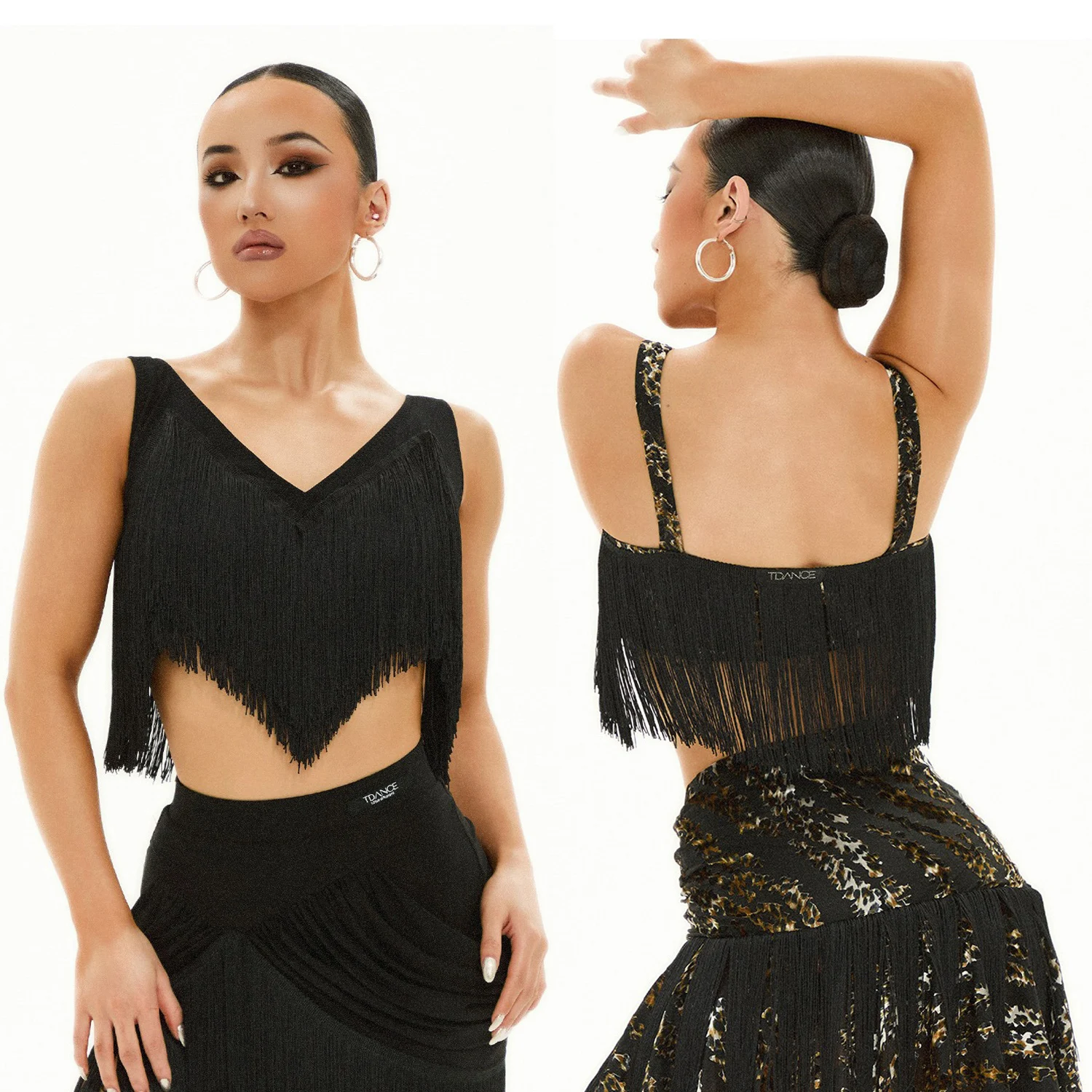 

Summer New Tassel Latin Dance Tops Women Cha Cha Rumba Samba Dance Clothes Practice Wear Perform Costume Fringe Blouse DNV23309