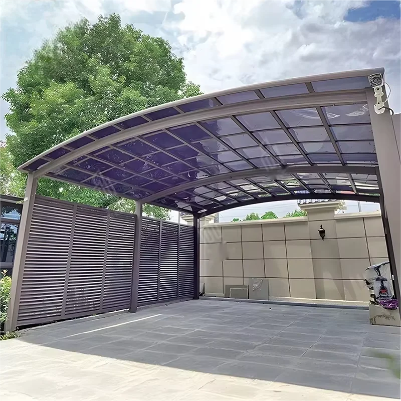 مأوى سيارة خارجي OneAlu - إطار من الألومنيوم/PVC مقاوم للماء مع شراع خشبي، خيمة مرآب للبيع #4